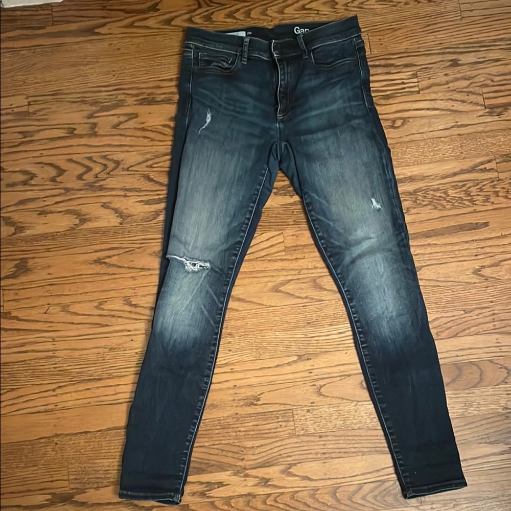 GAP Blue Skinny Jeans with Distressed Details